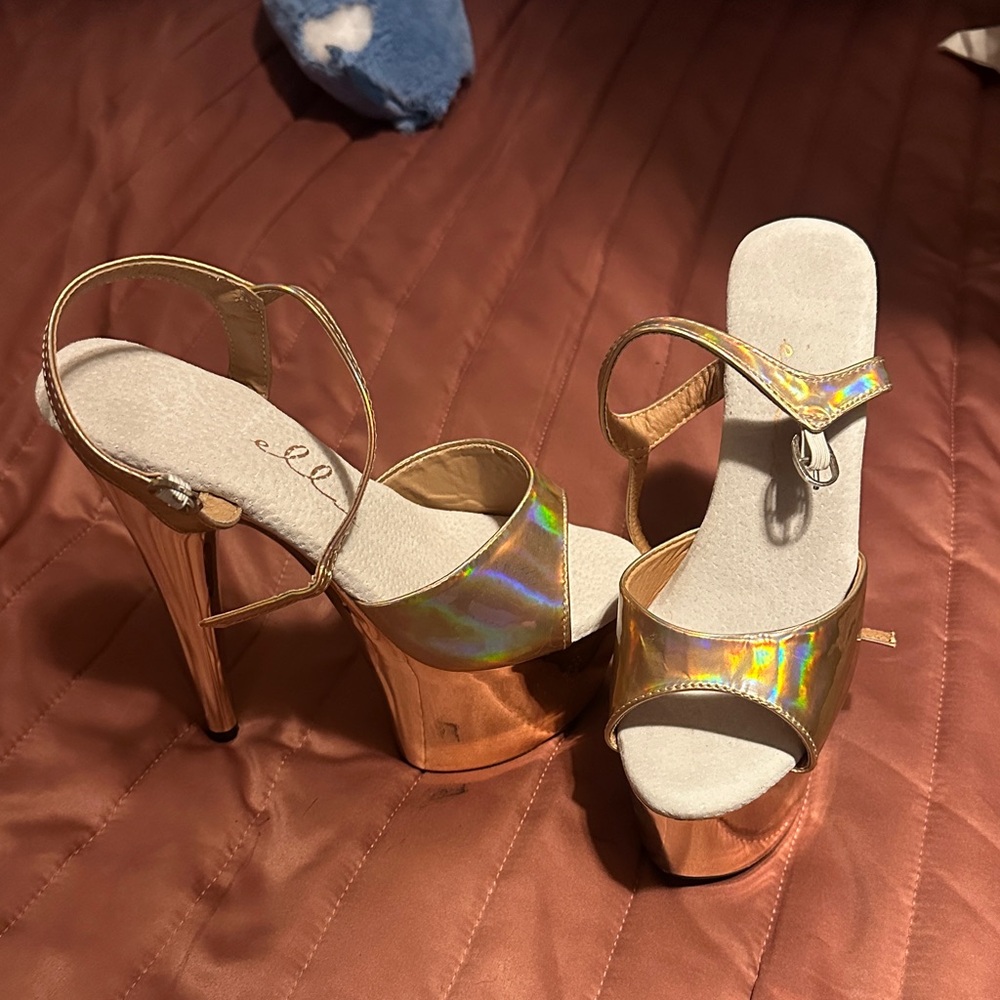 Ellie Gold and Iridescent Platform Heels